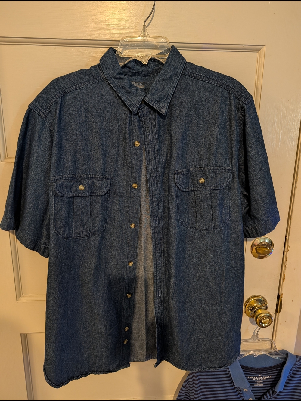Premier Dark Indigo Denim Short Sleeve Button-Up Shirt